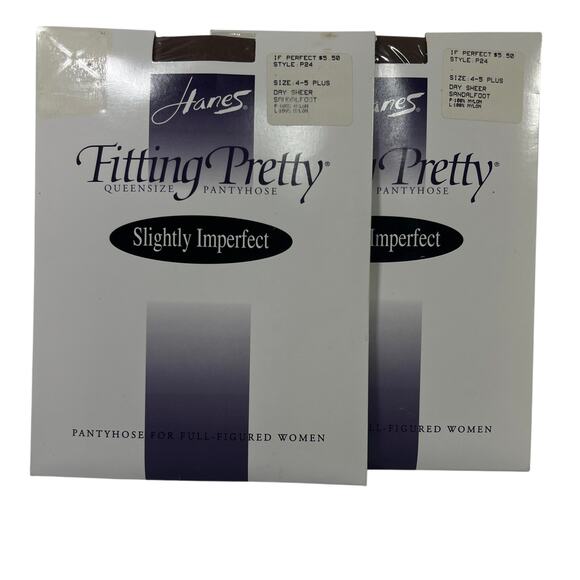 2 Pair Hanes Fitting Pretty Queensize Size 4-5 Plus Pantyhose P24 Sheer Sandal - Picture 1 of 6